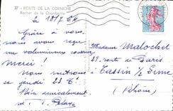 CPM Route De La Cornice Rocher De La Chambotte
