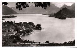POSTAL MODERNA lago annecy Talloires y el extremo del lago