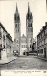 VINTAGE POSTCARD Caen the Church Holy Etienne Abbey with the Men Western Frontage