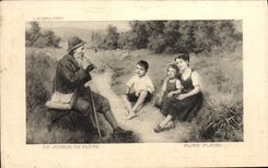 VINTAGE POSTCARD the Player of Flute Children