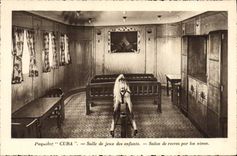 VINTAGE POSTCARD Steamer Cuba Gaming room of the children Horse