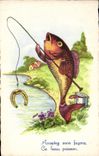 CPA Fantaisie Poisson Acceptez sans facons ce beau poisson