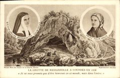 VINTAGE POSTCARD the Cave of Massabieille has Lourdes in 1858 Bernadette Soubirous