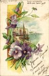VINTAGE POSTCARD Good Fantaisie Celebrates Flowers Boat