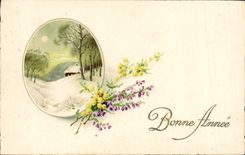 CPA Fantaisie Bonne Annee Fleurs 