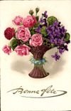 CPA Fantaisie Bonne Fete Fleurs 