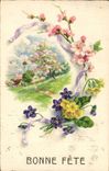 CPA Fantaisie Bonne Fete Fleurs 