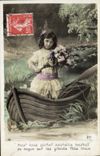 VINTAGE POSTCARD Fantasy To carry You Happy Wishes Child