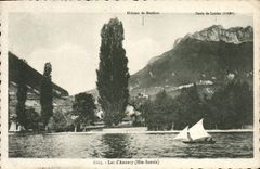 Lago boat de Annecy de la POSTAL de la VENDIMIA
