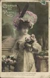 VINTAGE POSTCARD Fantasy Woman Song of the pinks