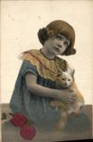 CPA Fantaisie Enfant Chat Fille