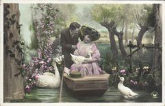 VINTAGE POSTCARD Fantasy Woman Swan Duck