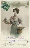 VINTAGE POSTCARD Fantaisie Woman Fishes Poisson