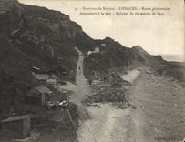 VINTAGE POSTCARD Long Surroundings of Bayeux Picturesque Road going down to the sea Cliffs