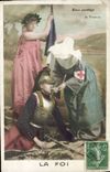 VINTAGE POSTCARD Fantaisie Woman God Protects France Nurse Soldier Militaria Red Cross