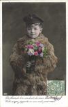 VINTAGE POSTCARD Fantasy Child Fur coat