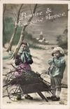 VINTAGE POSTCARD Fantasy Children Cart
