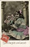 VINTAGE POSTCARD Fantasy Child Girl Flowers