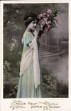 VINTAGE POSTCARD Fantasy Woman Each Flower Gate a Kiss