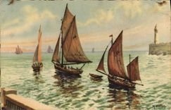 CPA Fantaisie Bateaux de peche 
