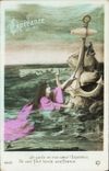 VINTAGE POSTCARD Fantaisie Woman Hope Anchors sea