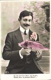 VINTAGE POSTCARD Fantasy Poisson Man Instead of my heart on the grill