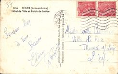 VINTAGE POSTCARD Tours Town hall and Law courts