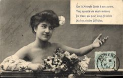VINTAGE POSTCARD Fantaisie Woman That New Year's Day has its dawn