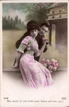 VINTAGE POSTCARD Fantaisie Woman Our hands were linked for better linking to us hearts