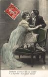 VINTAGE POSTCARD Fantaisie Woman Secrecy of arnour must Be sealed