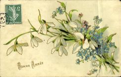 CPA Fantaisie Fleurs Bonne Annee 