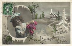 CPA Fantaisie Enfant Bonne Heureuse Annee