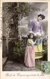 VINTAGE POSTCARD Fantaisie Child wife Easter eggs brings the joy