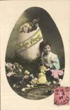 VINTAGE POSTCARD Fantasy Child Merry Easter