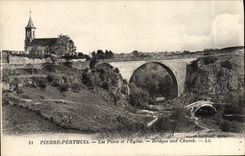 VINTAGE POSTCARD Pierre Perthuis Bridges and the Church