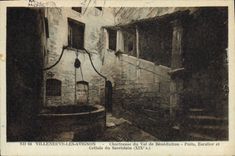 VINTAGE POSTCARD Villeneuve Avignon Chartreuse of the Valley of Blessing well staircase and cell of the sexton