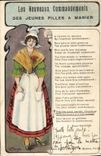 VINTAGE POSTCARD the New Commands Of the Young girls has Marier Folklore