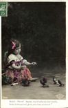 VINTAGE POSTCARD Fantasy Child Birds