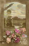 VINTAGE POSTCARD Fantasy Soft Flowers Souvenir