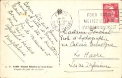 VINTAGE POSTCARD Paris Millitalre Hospital of the Val de Grâce Frontage of the dimension of the grid