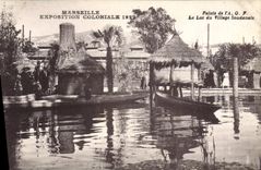 CPA Marseille Exposition Coloniale 1922 Palais de l'AOf Le lac du village Soudanais
