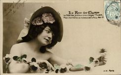 VINTAGE POSTCARD Fantasy Woman the pink of the fields