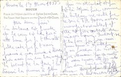 MODERN CARD Rouen Places Town hall and Eglise Ouen Saint