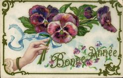 CPA Bonne Annee Fleurs 