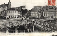 CPA Le Mans Le Pont en X Tramway