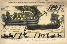 VINTAGE POSTCARD Tapestry of the Queen Mathilde Bayeux It savance towards the shore