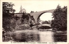 VINTAGE POSTCARD Valley of the Cure the Picturesque Sites Pierre Perthois two bridges