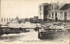 VINTAGE POSTCARD the Great War Train station of Ramscapelle Militaria