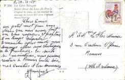 MODERN CARD the Dimension Holy Basque Jean de Luz the church St Jean