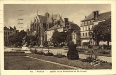 VINTAGE POSTCARD Troyes Garden Of the Prefecture And St Urbain